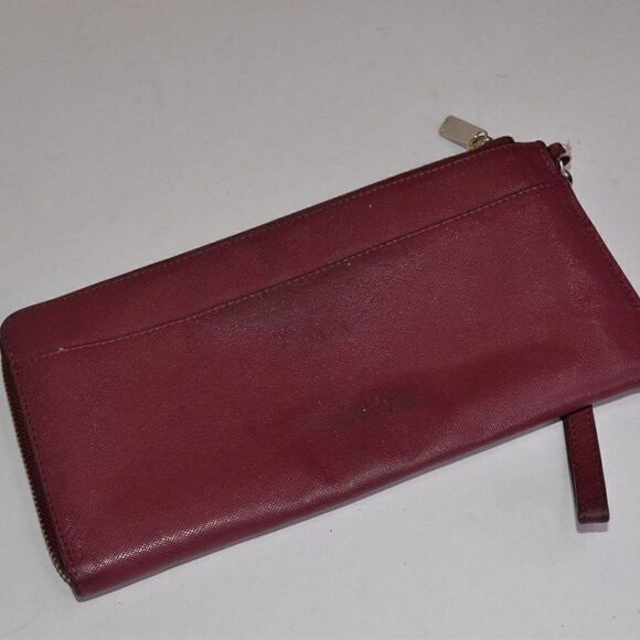 Coach Maroon Mulberry Leather Zip Clutch/Wristlet - Picture 2 of 8